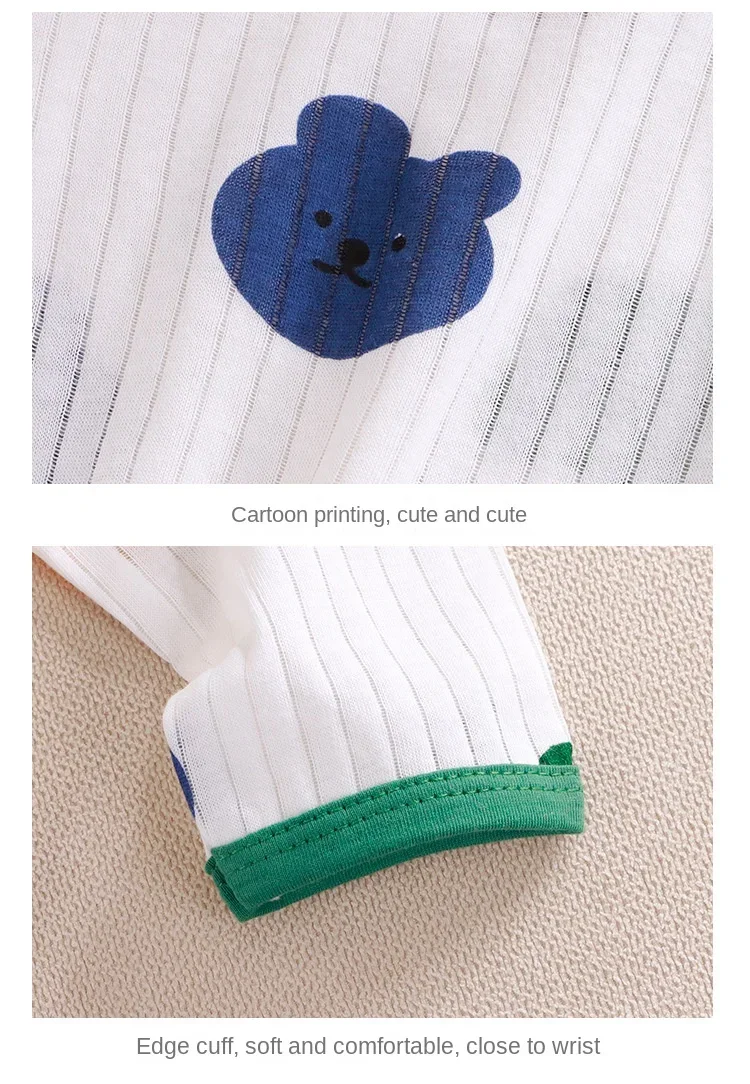 2026 Neues Jungen- und Mädchen-Set aus reiner Baumwolle für Zuhause, Pyjama mit Dreiviertelärmeln, dünne, luftdurchlässige Kleidung, Sommer-Schlafanzug – Detail 8