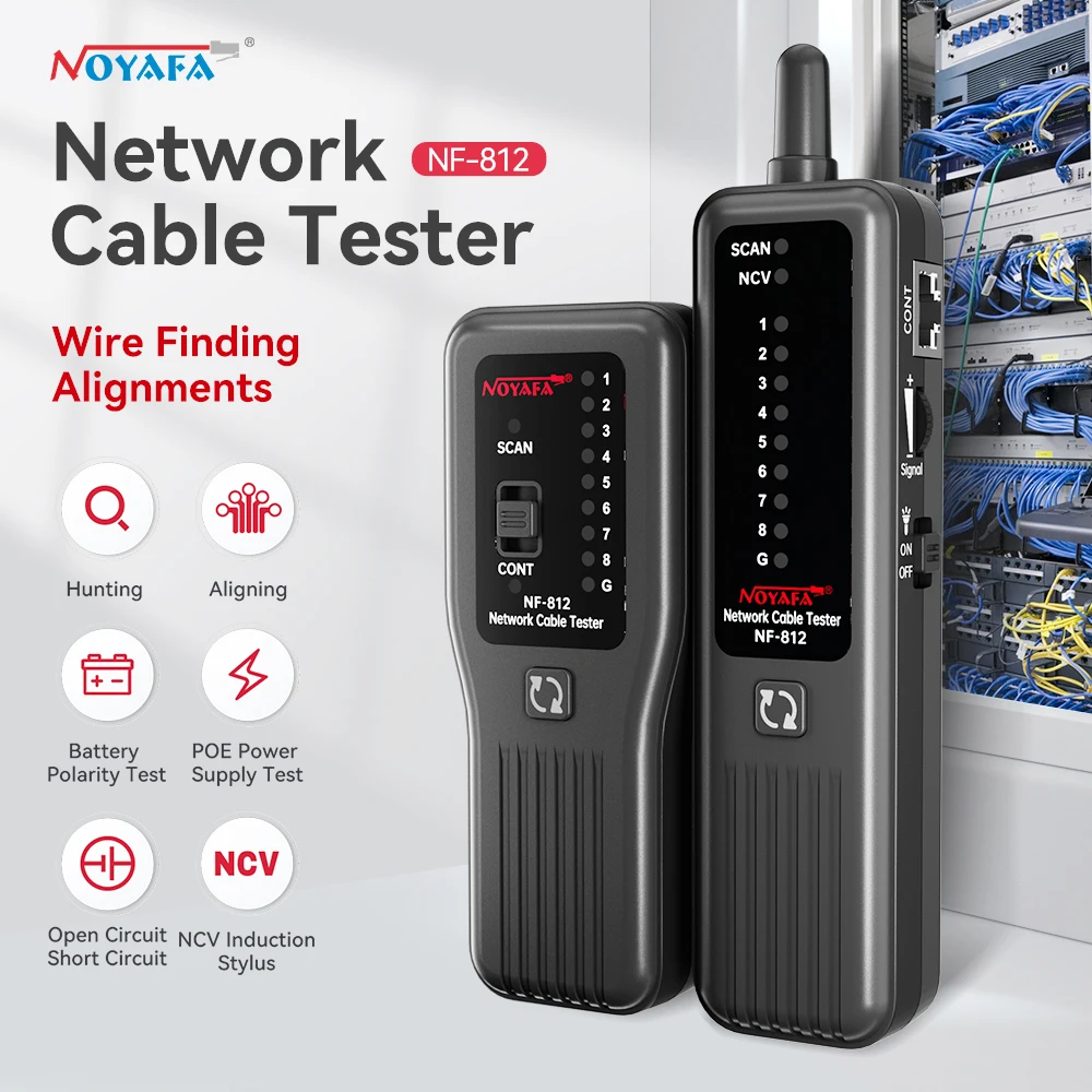 Noyafa-network Cabo Tester Rj45 Rj11 Cabo Tracker Nf812 Detector de Cabos Resistente a Queimaduras 100v Continuidade Tester Ferramentas