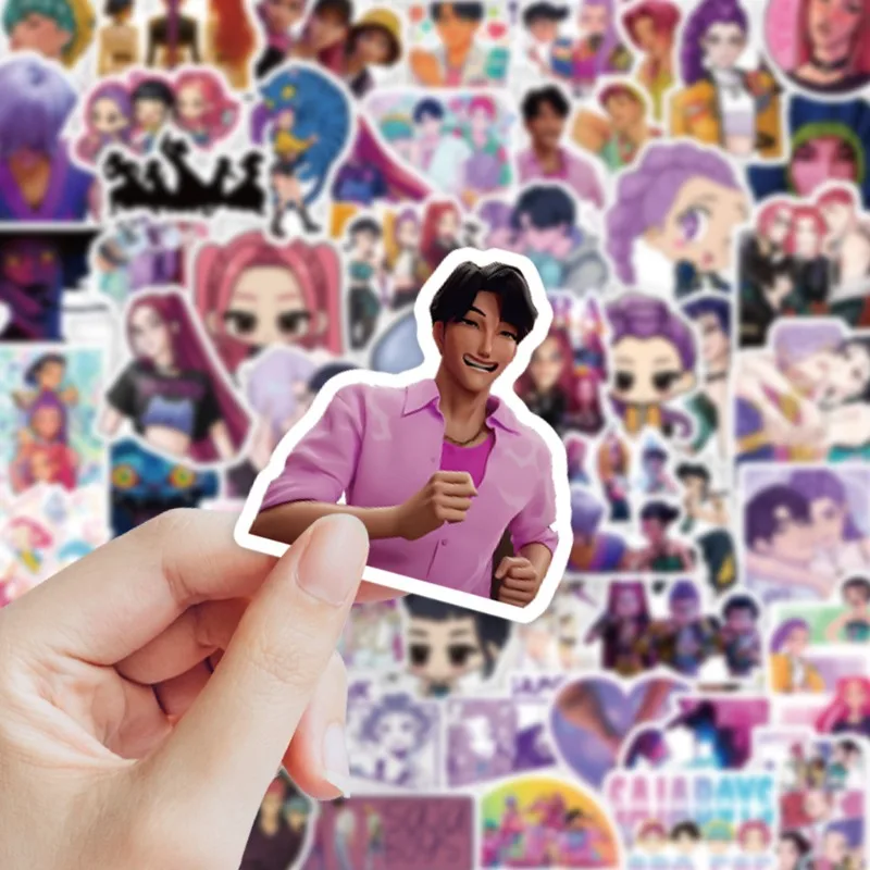 50/74 pçs anime adesivos e cartões para kpop demônio caçador decalques de vedação à prova dwaterproof água diy scrapbooking papelaria bonito adesivo presentes