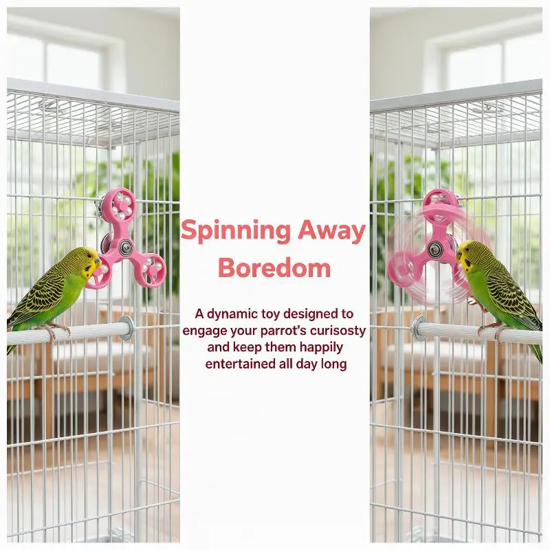 1Pcs Interactive Rotating Bird Cage Spinner Wheel Parrot Enrichment Toy for Playtime Durable Chewing Cage Accessory