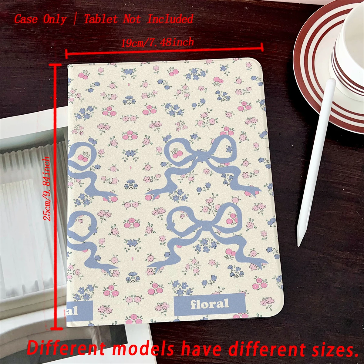 2025 Blue Bow and Small Flower Pattern Print - Suitable for the cases of multiple Apple tablets such as iPad/iPad pro/iPad air