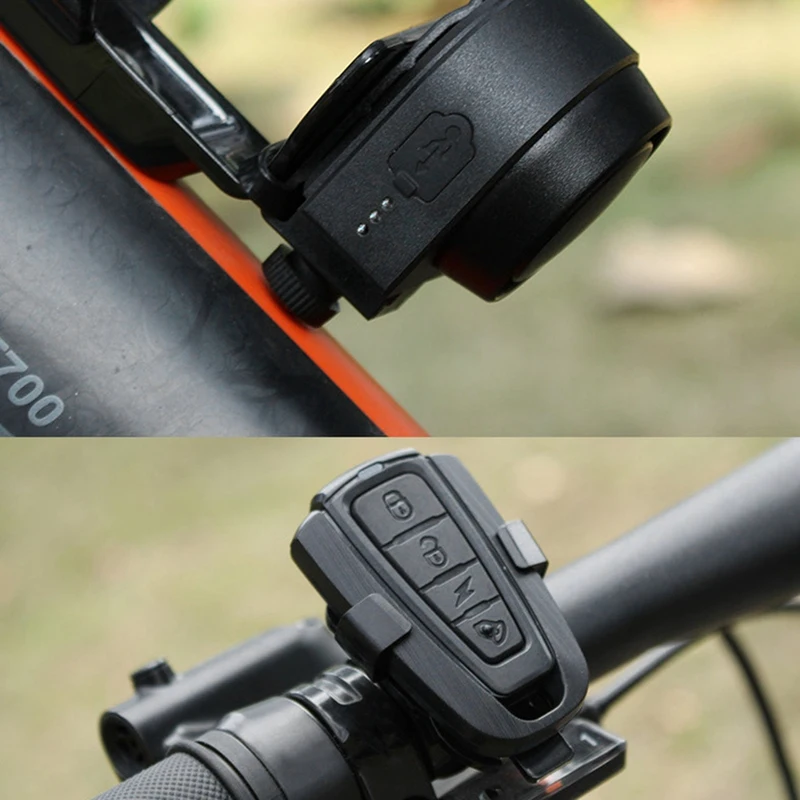 Bicicleta sem fio Vibration Alarm System, USB recarregável, Motocicleta, Bicicleta, Remoto, Anti-Roubo, Detector de bicicleta