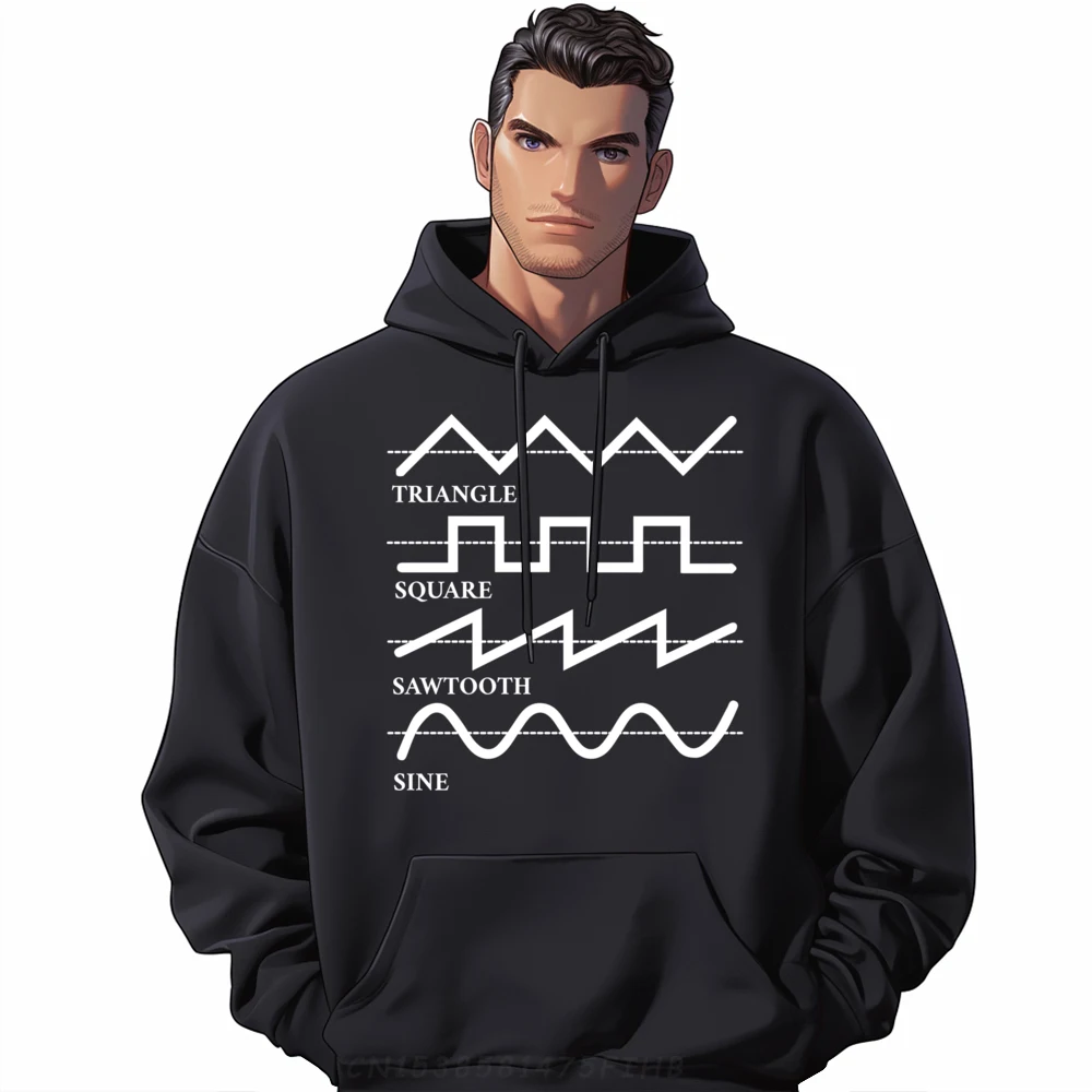 Saw Sine Square Waves Synth Analog Audiowaves Synthesizer Oversized Hoodie New Year 2025 Leisure