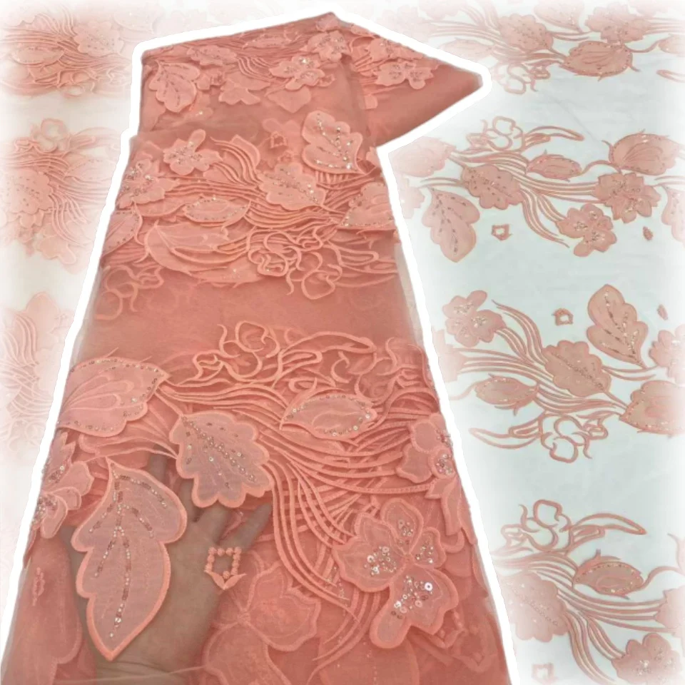 

Белая африканская кружевная ткань, 2025 г., высокое качество, 5 ярдов, Лидер продаж, роскошная тюль, ткань с вышивкой, женские платья, материал для шитья CC1511