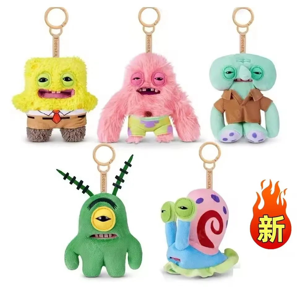 13CM Plüsch-Schlüsselanhänger Hässliches Grinzelndes Weitaugiges Seltsames Monster Weicher Anhänger Lustiger SpongeBob Patrick Star Gary Taschen-Schlüsselring Geschenk