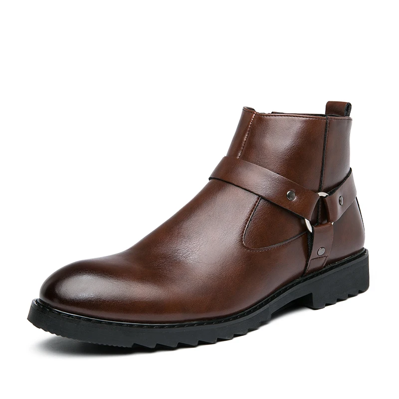 

Winter Hot Selling Men's Business Ankle Boots Classic Brown High Top Workwear Shoes Fashionable New Men's Leather Casual Shoes