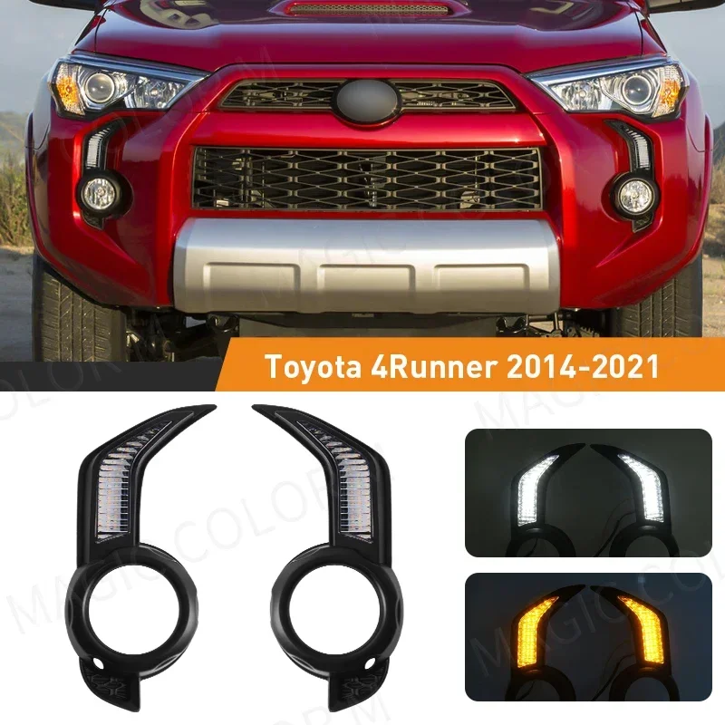 

LED DRL Lamp For Toyota 4Runner 2014 2015 2016 2017 2018 2019 2020 2021 Car Daytime Running Light Front Bumper Turn Signal Lamps