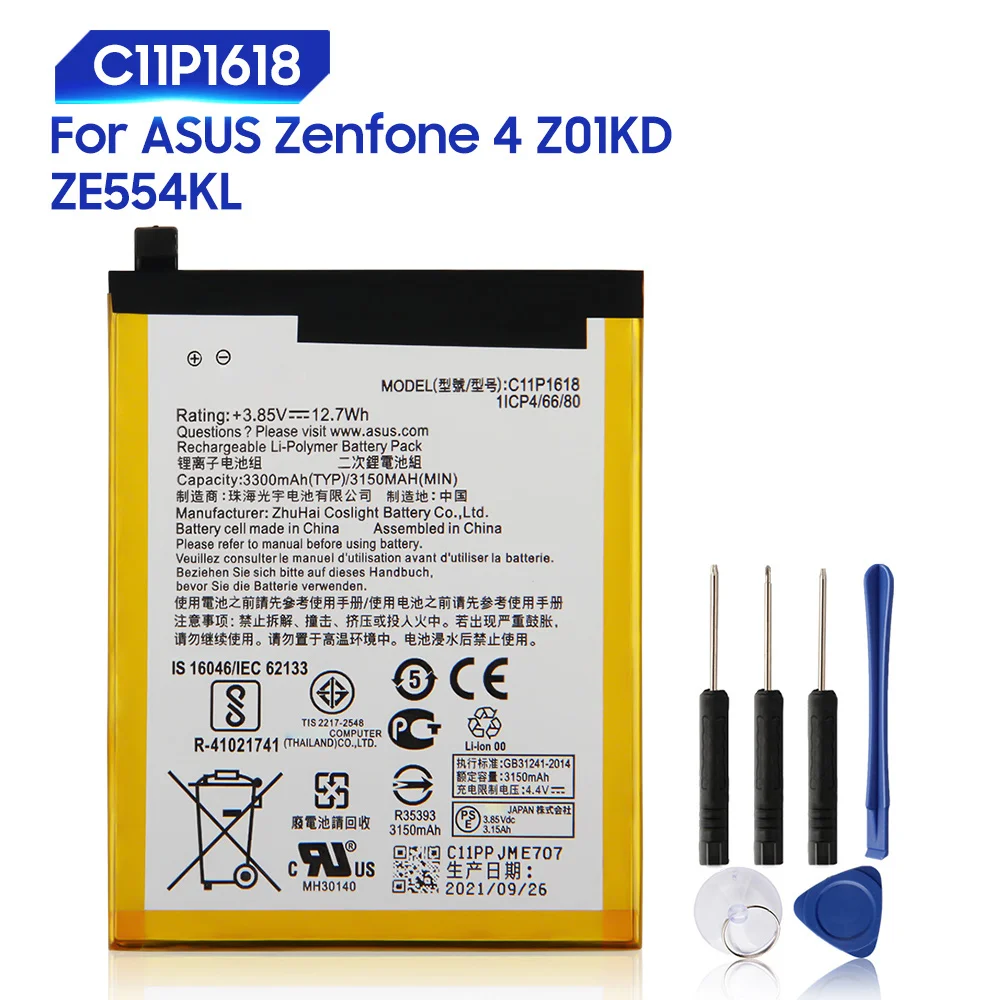 Original Replacement Battery For ASUS ZenFone 4 Z01KD ZE554KL C11P1618 Genuine Battery 3250mAh