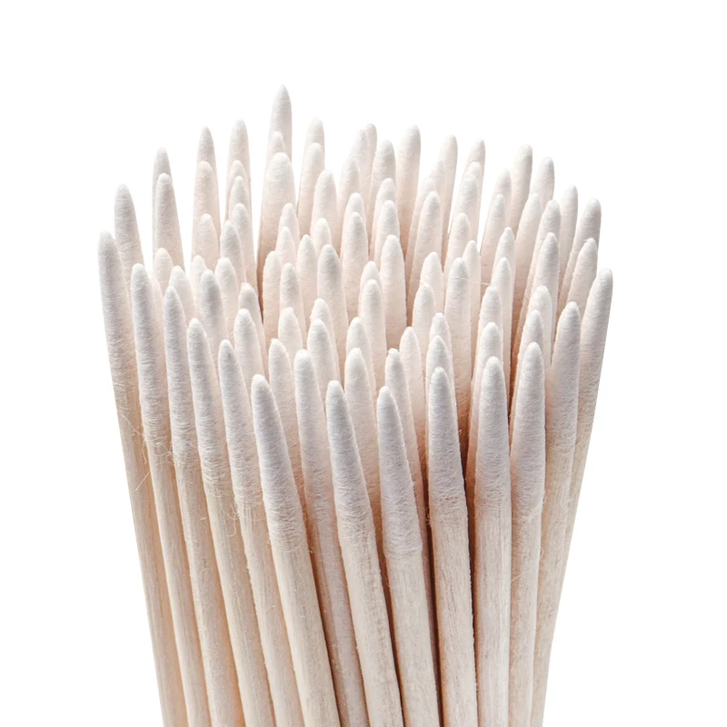 100 ชิ้นทิ้งขนาดเล็กผ้าฝ้าย Swab Lint ฟรี Microbrush ไม้ Cotton Buds Swabs แปรงขนตากาวถอดเครื่องมือแต่งหน้า