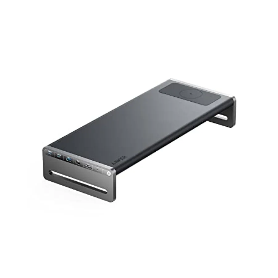 

USB-C docking station for laptop use, aluminum alloy, black, 12-in-1 with monitor stand, 10Gbps ports, 4K@60Hz HDMI, wireless c