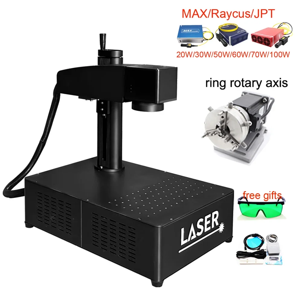 Fiber laser Metal Ring Marking Engraving Machine Raycus / MAX JPT MOPA M7 60W 100W 20W 30W 50W 70W Support Lightburn EZCAD2