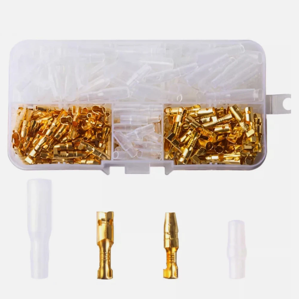 120PCS 3.5mm Bullet Connectors Kit Brass Bullet Male & Female Wire Terminals Connector with Insulation Cover for car Motorcycle