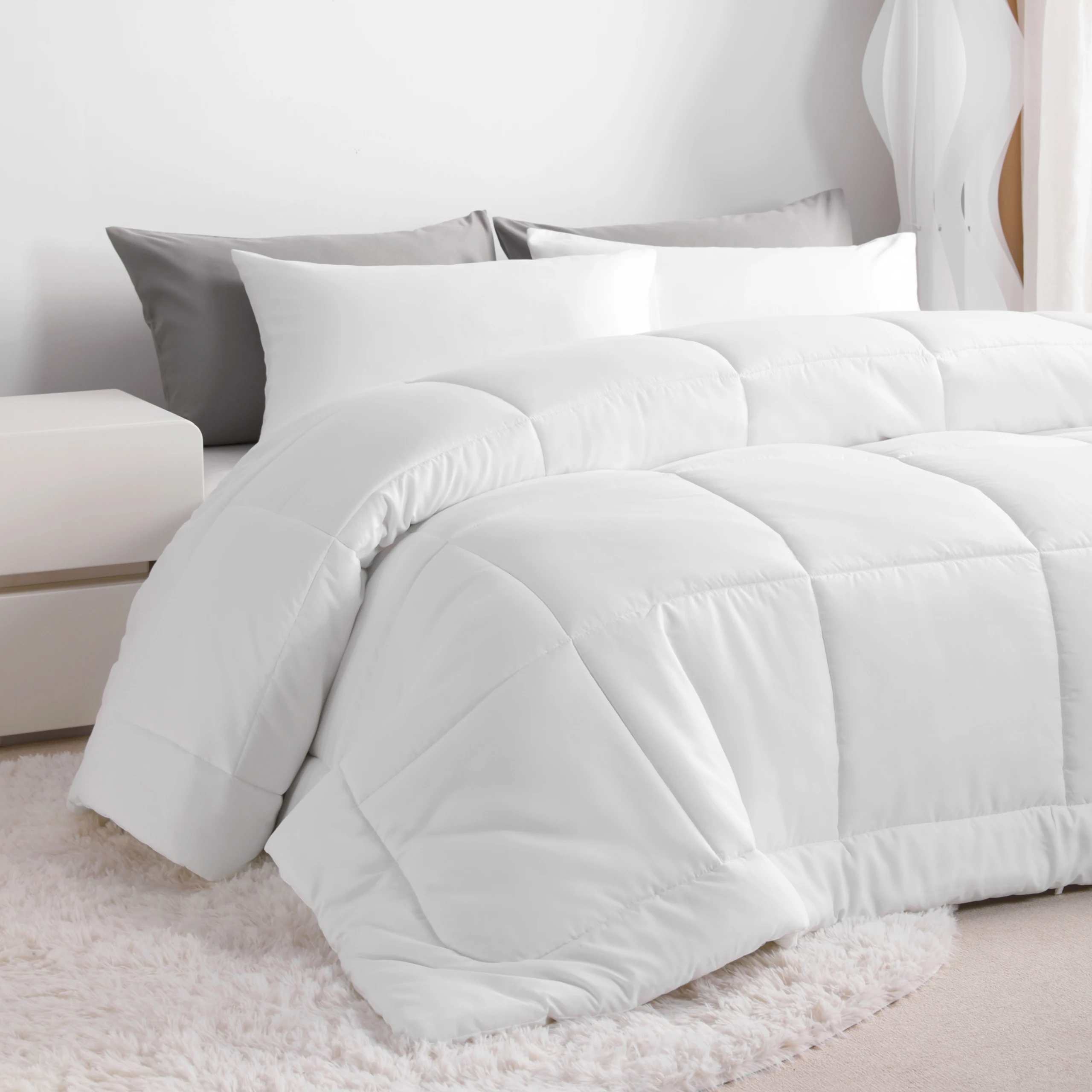 

Ntbay Ultra Soft Down Alternative Comforter, Twin, 68x90 inch, White Quilted Duvet Insert