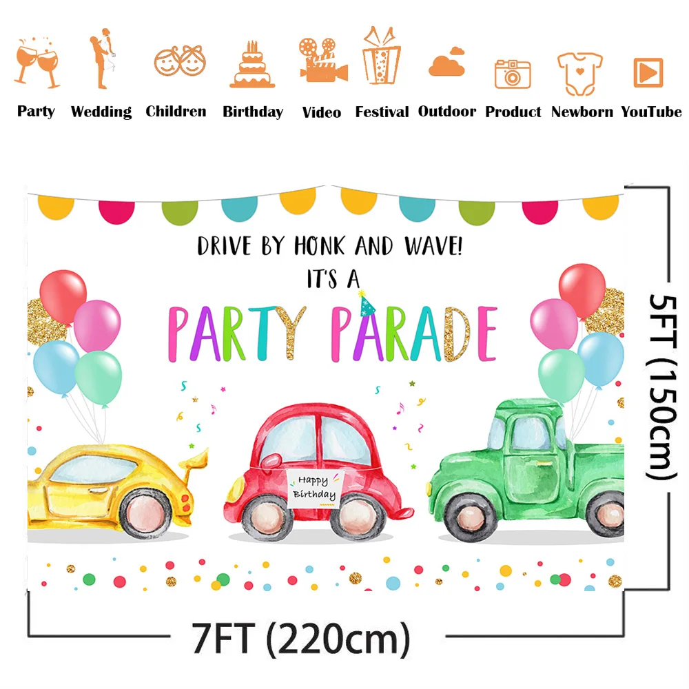 Drive by birthday party parade honk photo background studio drive car backdrop for photography video balloons Quarantine custom