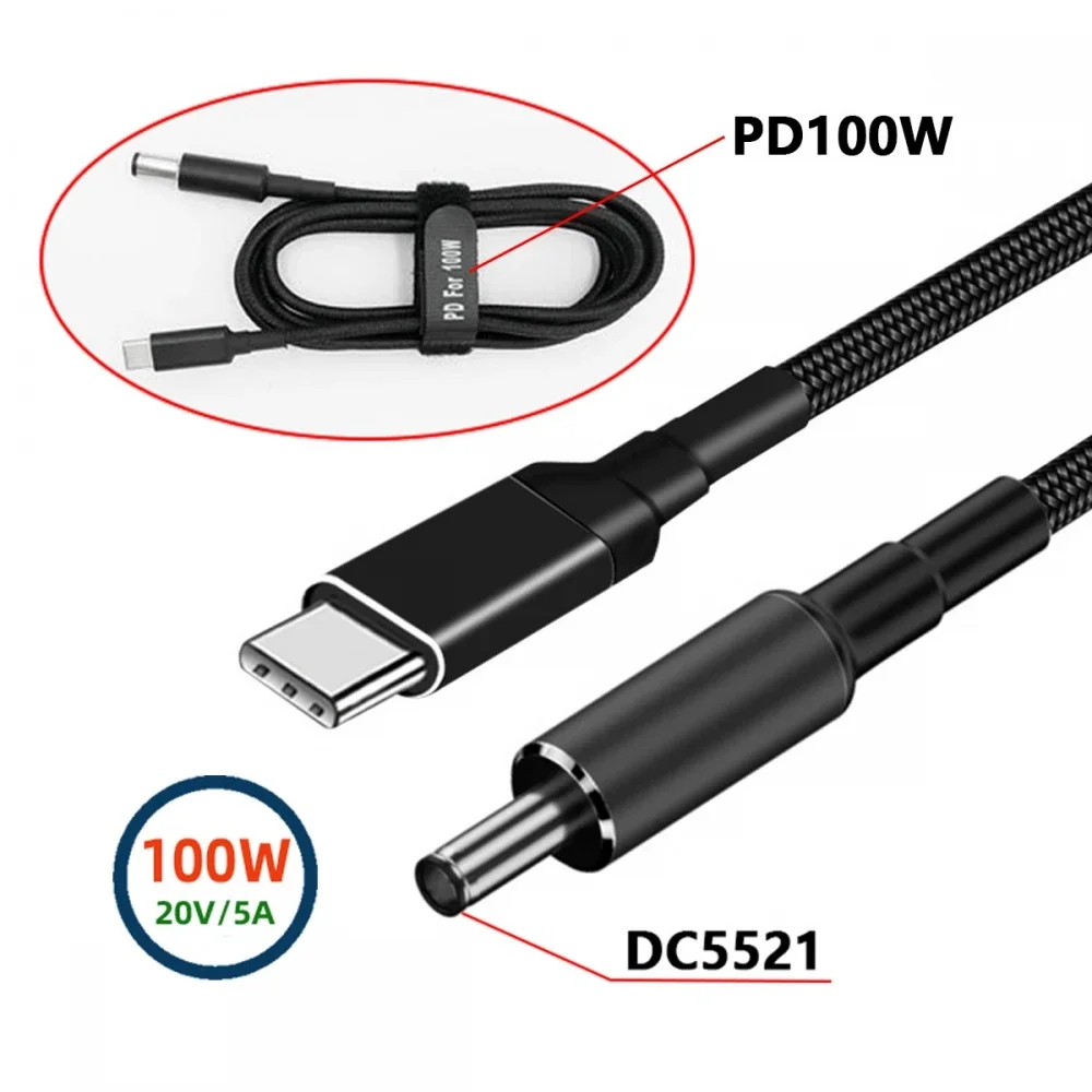 Xiwai Type C 100W USB-C Input to 20V DC 5.5x2.1mm Power Output 20V 5a 65W PD Charge Cable for Laptop