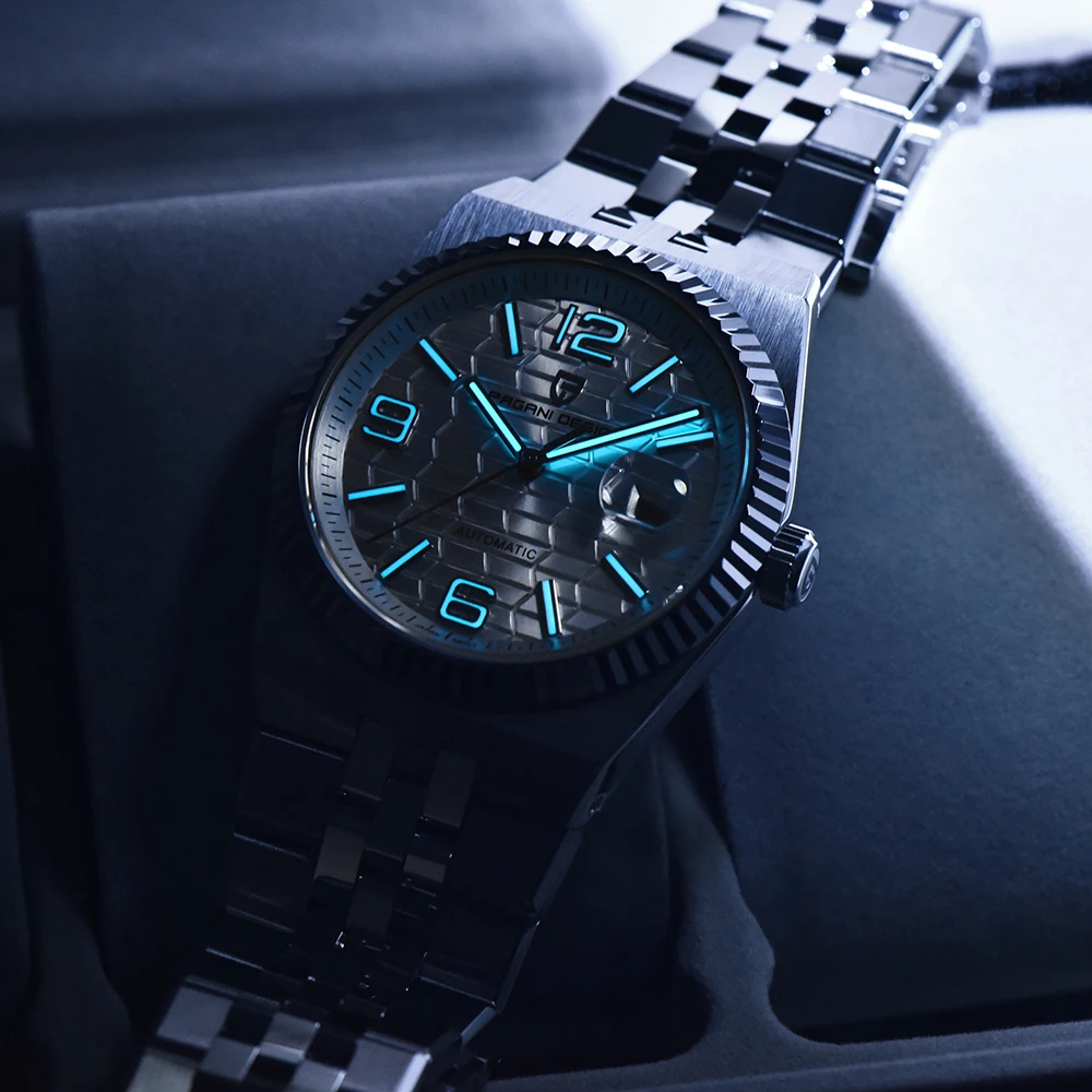 PAGANI تصميم الأعمال 40 مللي متر ساعة ميكانيكية للرجال العلامة التجارية الأعلى الياقوت الزجاج ساعة أوتوماتيكية 100 متر مقاوم للماء ساعة مضيئة + صندوق هدية