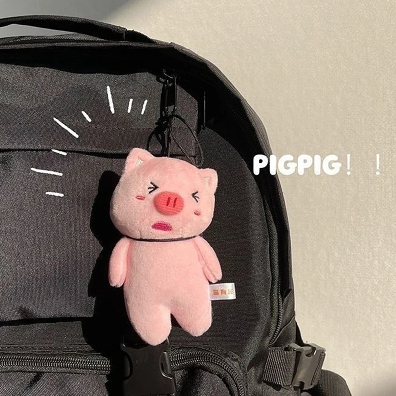 Funny Hanging Little Pink Pig Plush Keychain Cartoon Piggy Stuffed Doll Pendant Car Key Ring Backpack Bag Decor Kid Gift