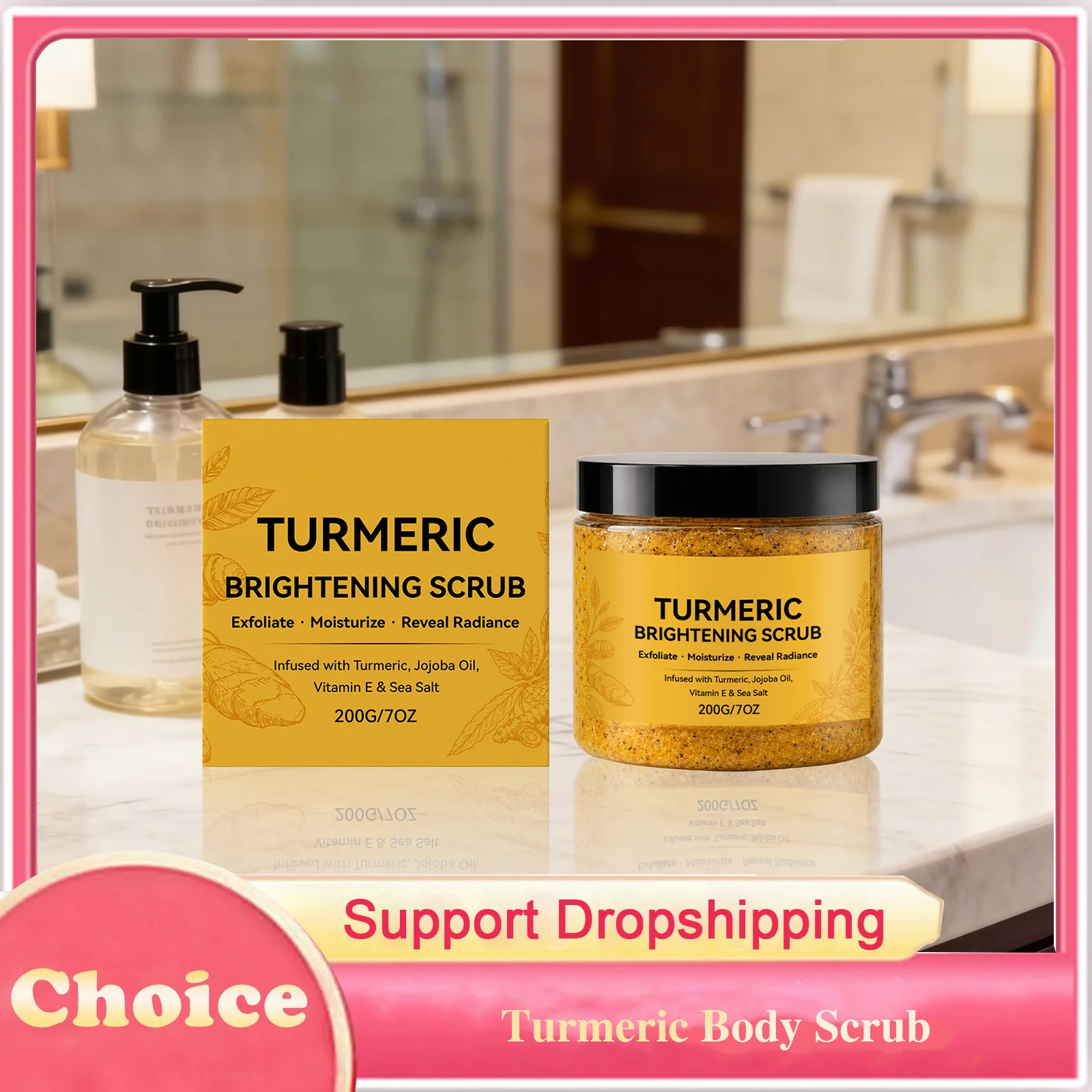 Turmeric Body Scrub Dead Skin Remover Reduce Dark Spots Skin Brightening Lightening Whitening Moisturizing Exfoliating Skin Care