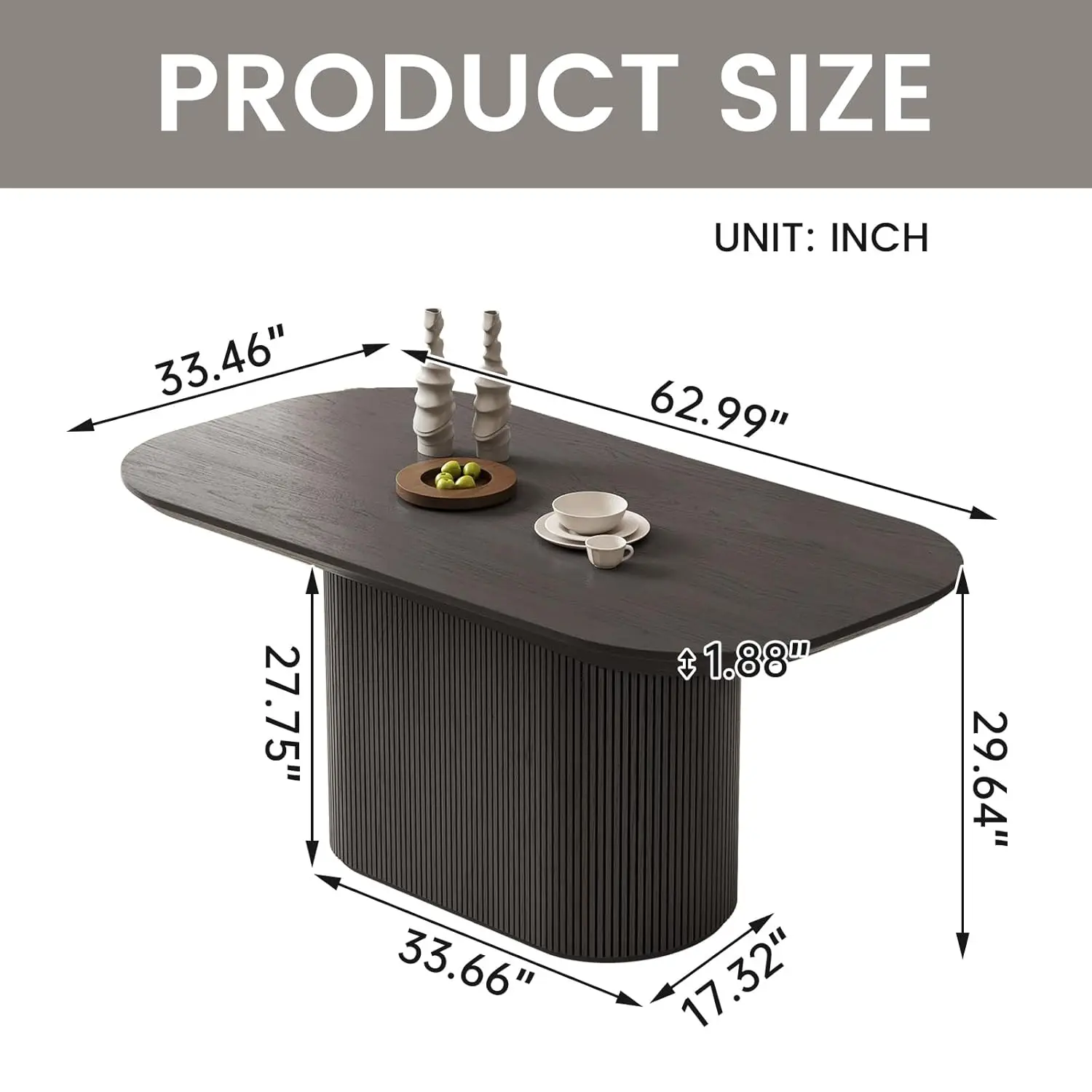 62.99" Oval Dining Table, Modern Kitchen Table For 6 People, Indoor Rectangular Dining Room Table For Kitchen, Bar,, Customized