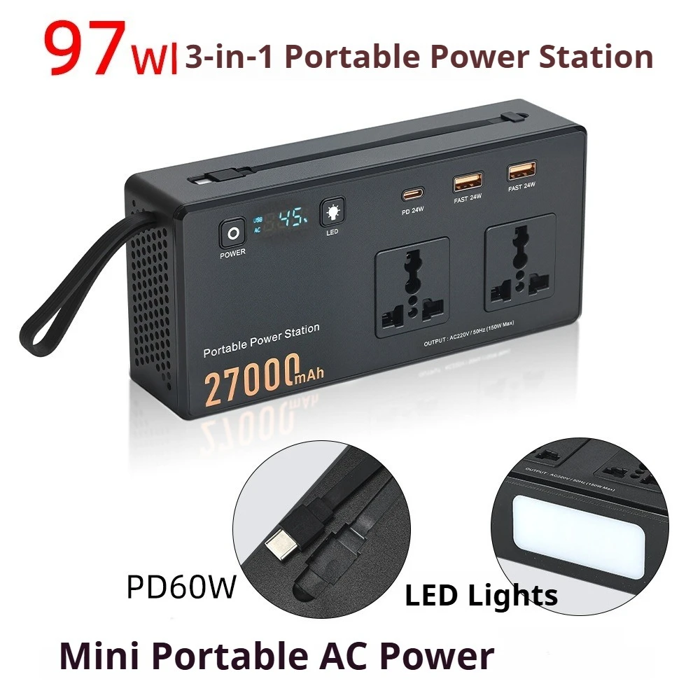 

150W Portable DC12V TypeC Multifunctional Power Inverter with PD 60W Fast Charging & LED Light Digital Display