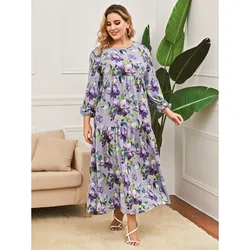 2024 Summer Plus Size Women Clothes Floral Long Maxi Dress Boho A Line Boho Dress Ladies Elegant Loose V-Neck 3XL Dresses Y2K