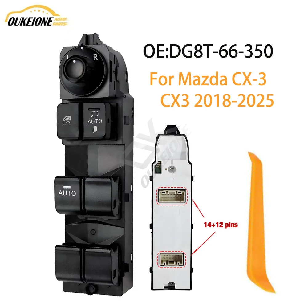 Interruptor Eléctrico de Control de Ventanas DG8T-66-350 para Mazda CX-3 CX3 2018 2019 2020 2021 2022 2023 2024 2025 LHD
