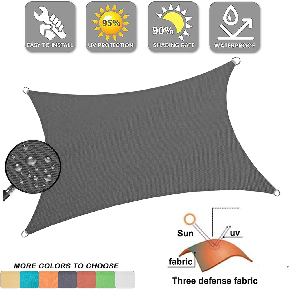 Waterproof Sun Shade Sail  Charcoal Rectangle UV Block Sunshade for Backyard Yard Deck Patio Garden Outdoor Activities  Facility