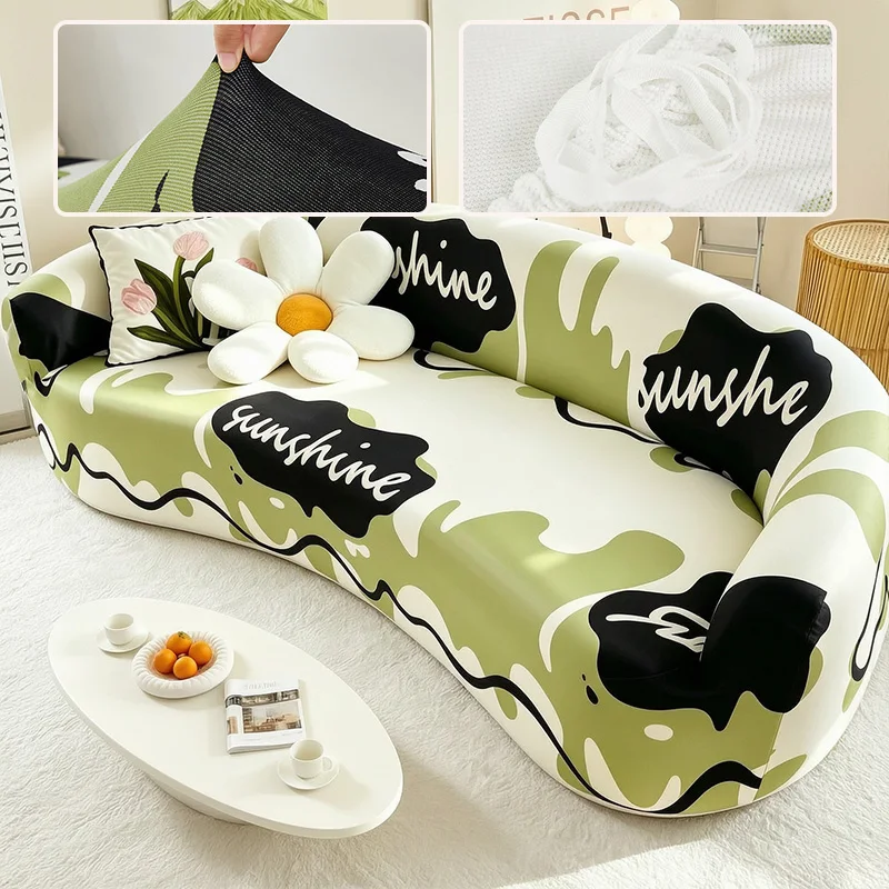 Elastic All-inclusive Sofa Cover for Irregular Curved Sofa Universal Stretch Sofa Cover Anti-scratch Pet Proof Couch Protector
