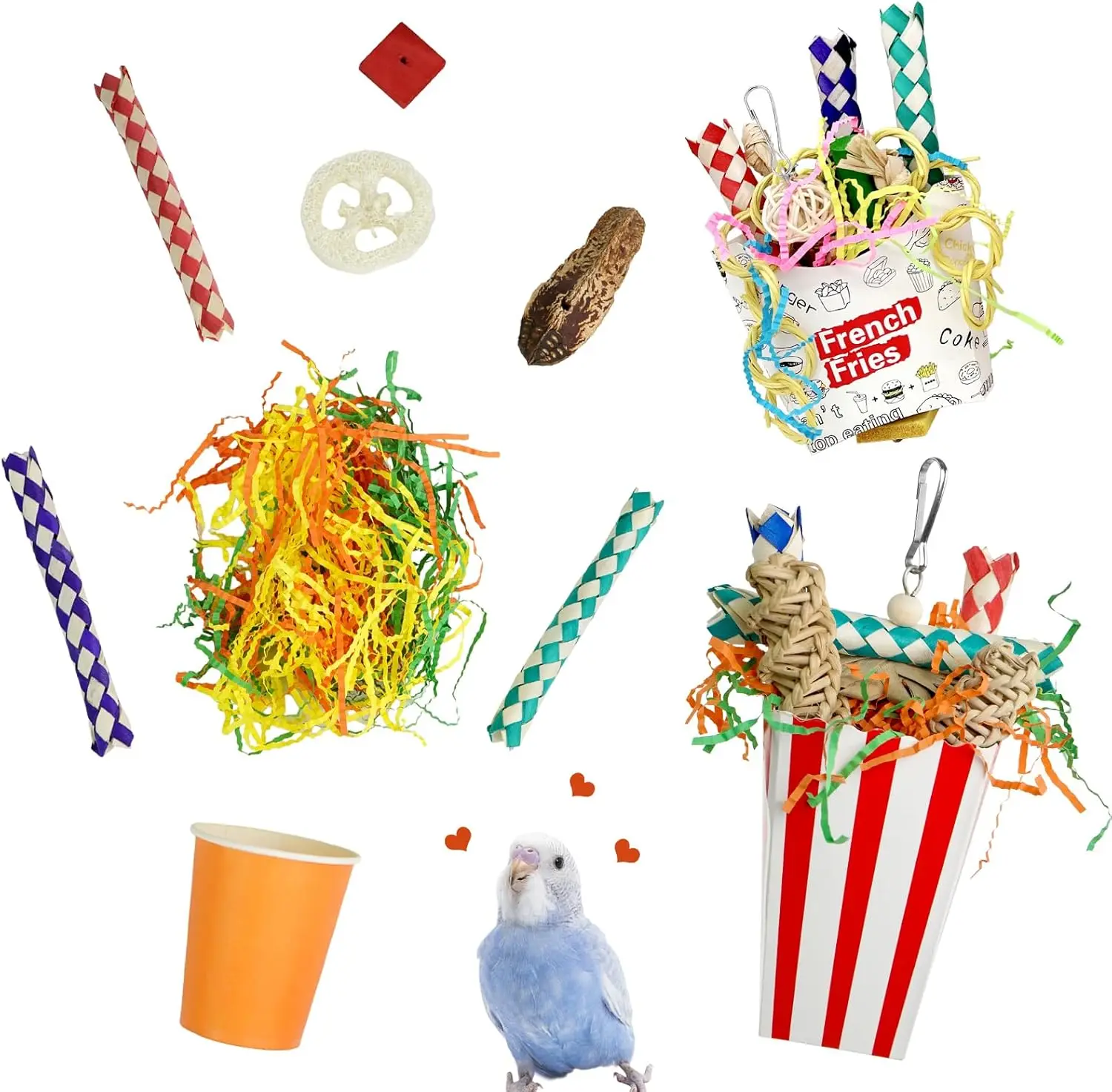 

Bird Toys 3PCS Bird Shredding Toys,Bird Shredder Toys Chewing Toys Parrot Cage Foraging Hanging Toy,Bird Cage Accessories