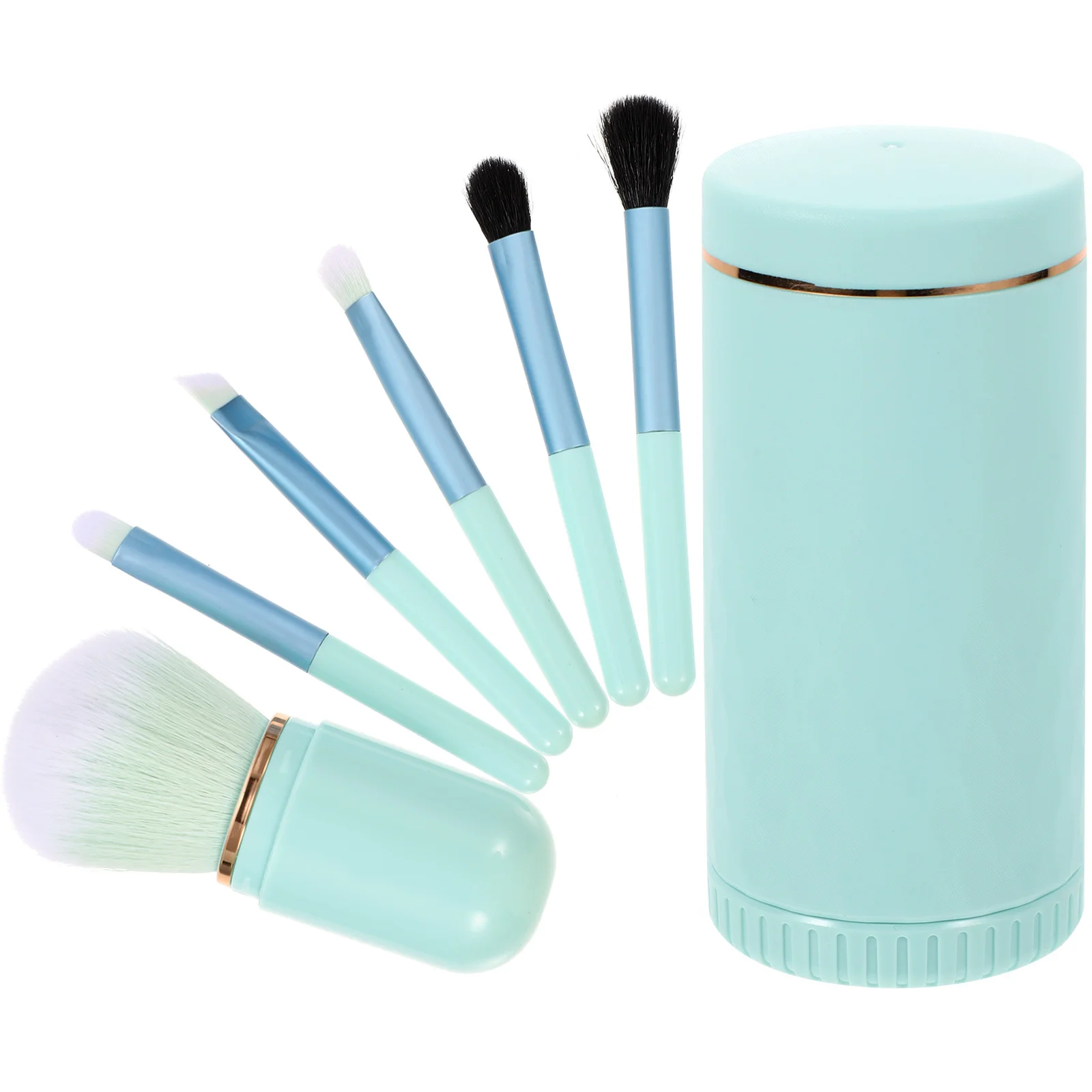 مجموعة واحدة من فرش المكياج المصنوعة من الألياف الاصطناعية للنساء للاستخدام المحمول أثناء السفر مع حقيبة تخزين بمقبض ناعم ومريح #4