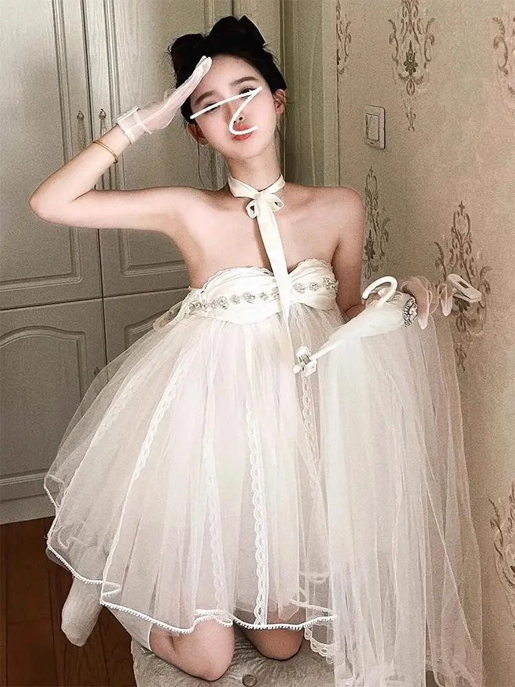 White Strapless Classy Mini Quinceanera Ball Gown Lace Princess Quinceanera Dresses Classic Vestidos De 15 Quinceañera