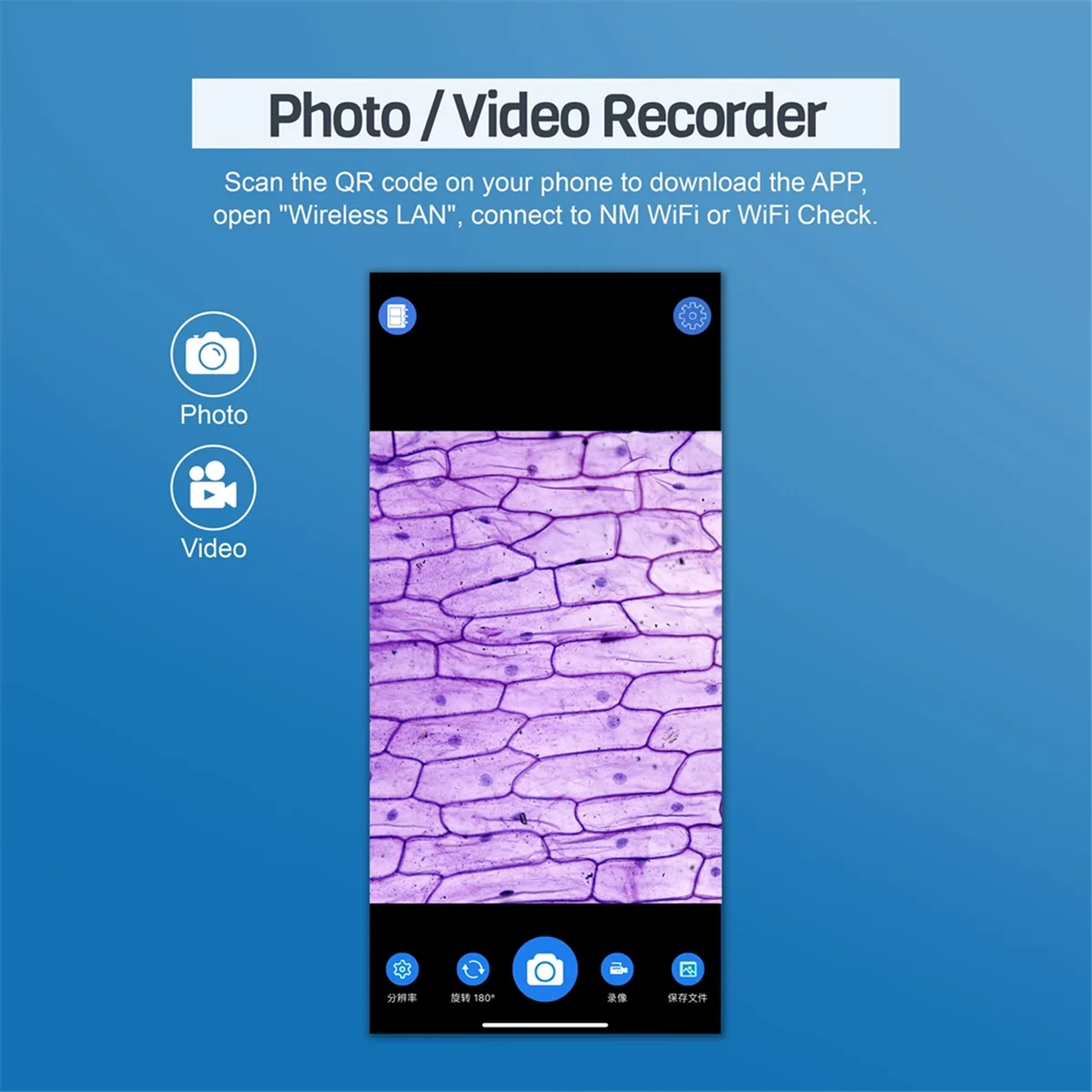 

WiFi Digital Eyepiece WiFi Digital Eyepiece Wireless Connection to Smartphones Rechargeable Camera Photo Video Recorder