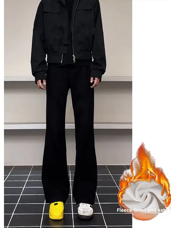 

Американские мужские джинсы CleanFit с флисовой подкладкой, расклешенные, прямого кроя, с эффектом похудения, из денима, осенне-зимняя мода