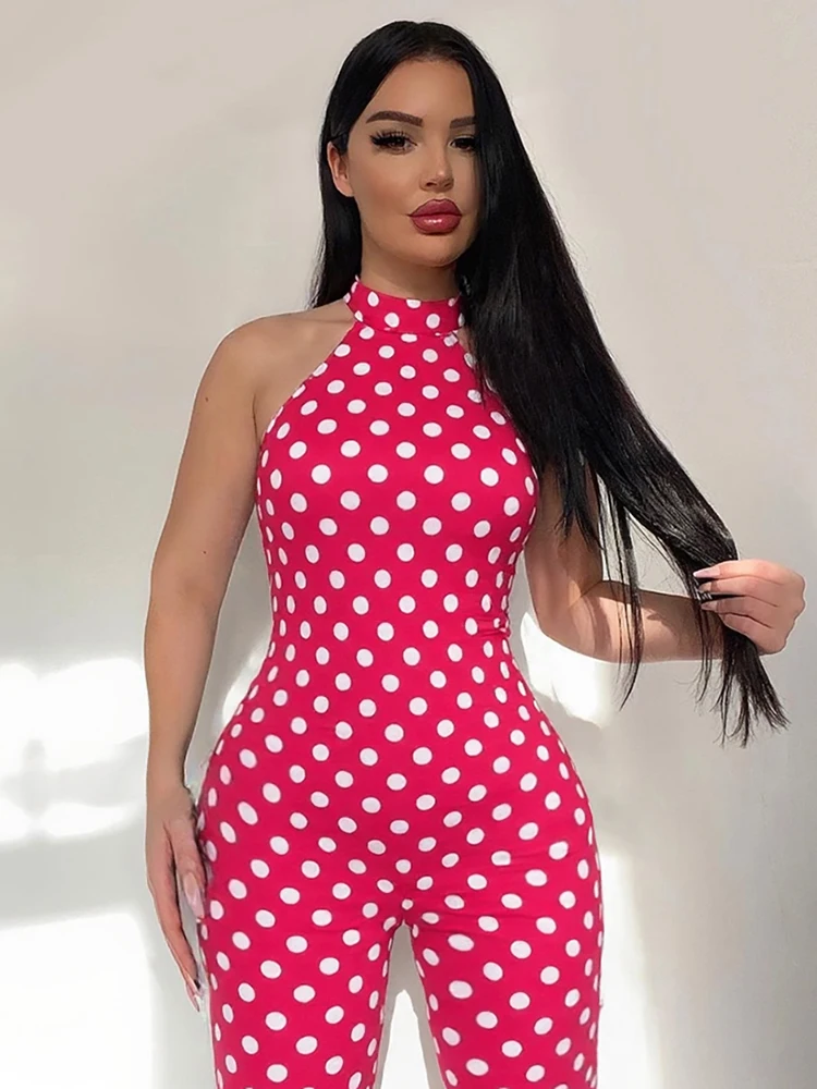 

Sexy Print Halter Romper Women Bandage Summer Colorful Hipster Backless Activity Workout Fit Tight Stretch Playsuits