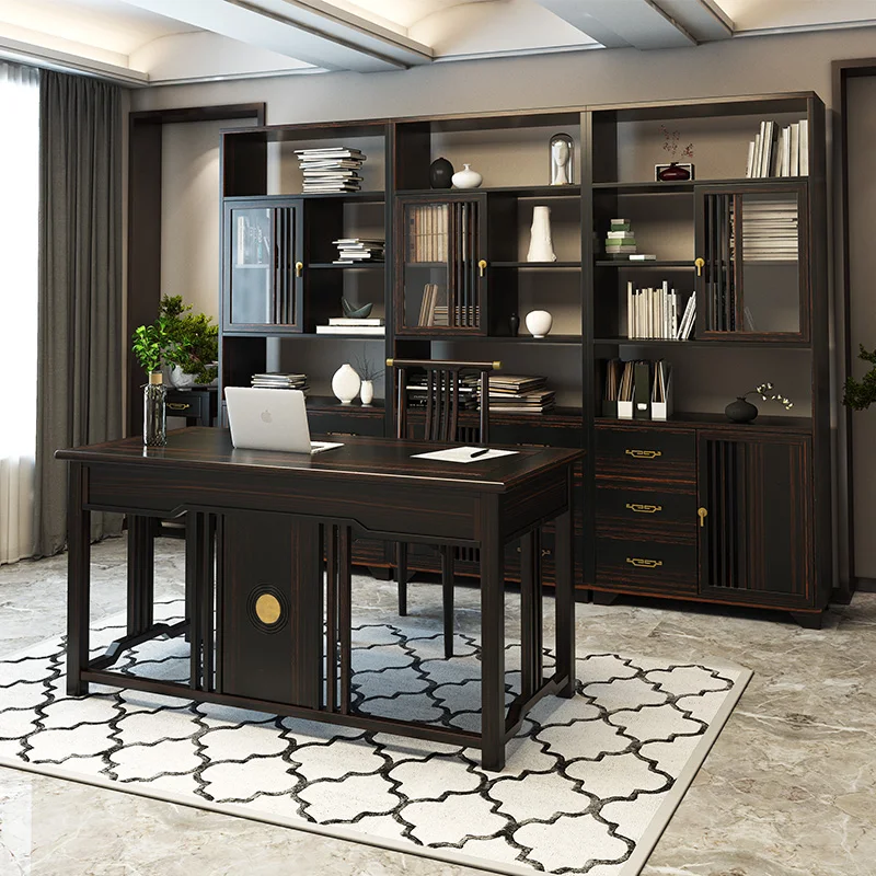 Classic Style Combined Bookshelf Antique Library  Bookcase Study Room Home Use Wood Bookcase Furniture