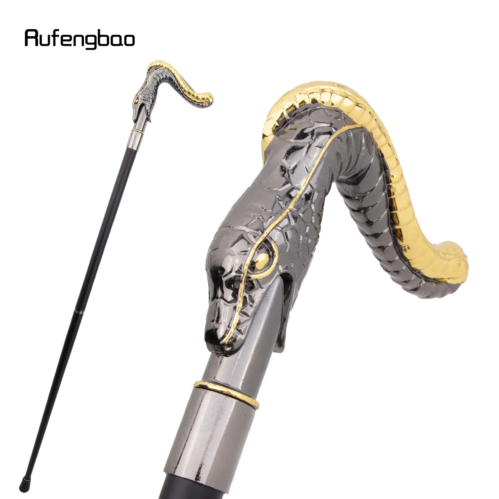الذهبي الأسود الأفعى موضة عصا للمشي ديكور مصاص دماء تأثيري خمر حفلة عصرية قصب هالوين Crosier 93 سنتيمتر