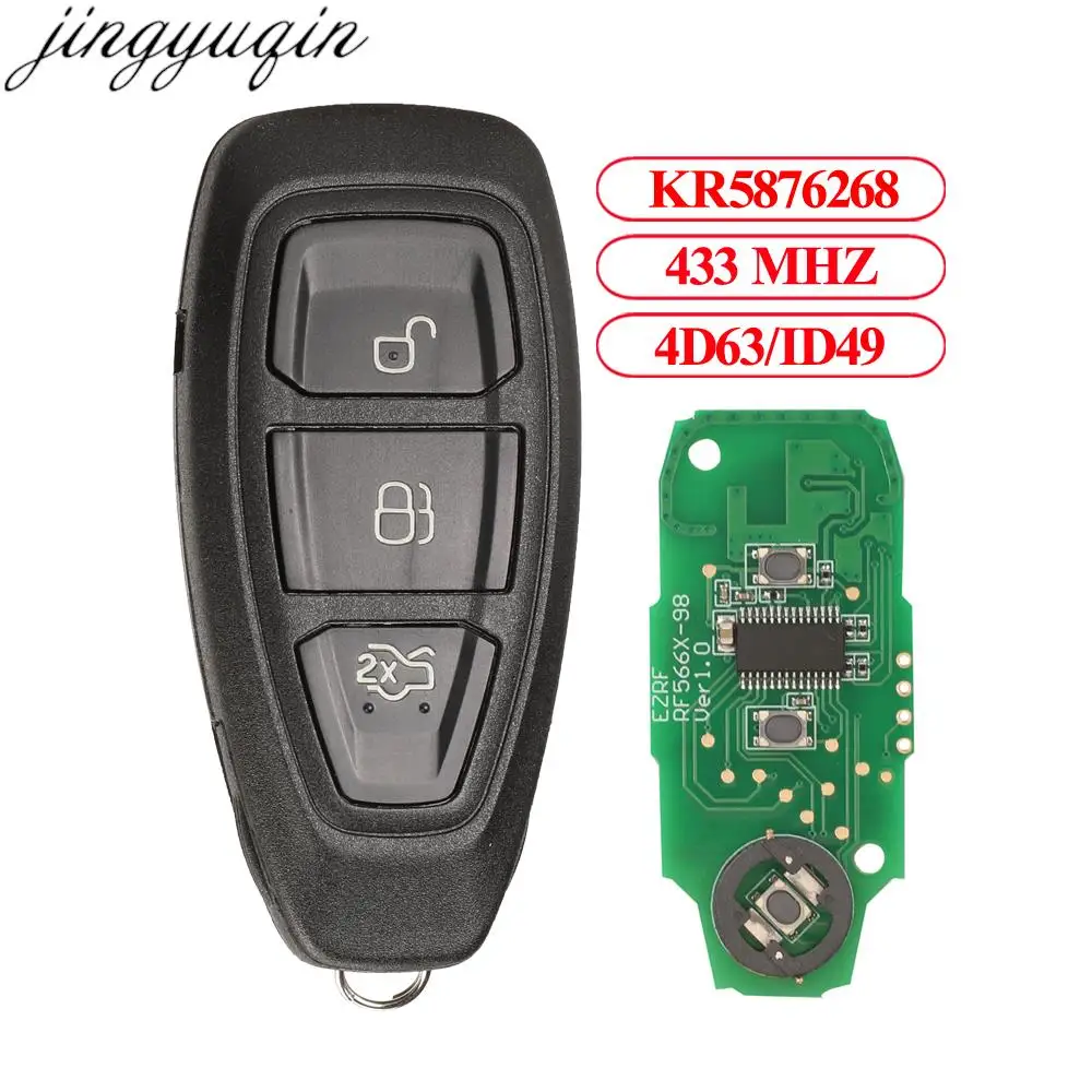 

Jingyuqin 3 Buttons Smart Control Car Key 433MHz 4D63/ID49 For Ford Focus C-Max Mondeo Kuga Fiesta B-Max Remote Fob Case