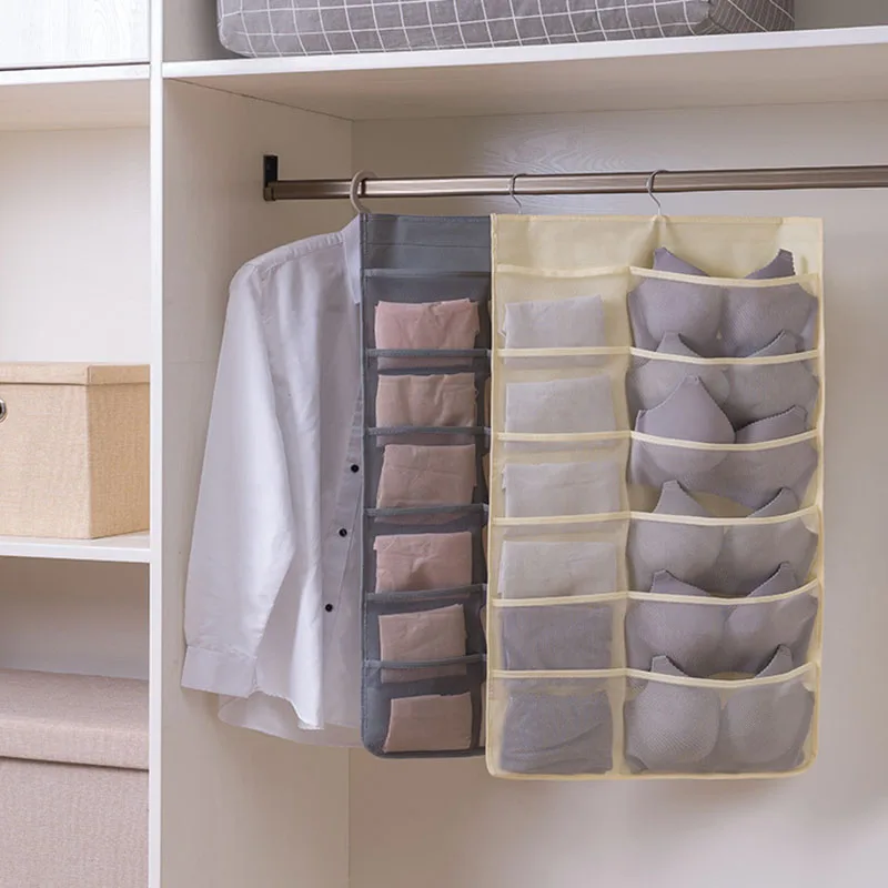 Underwear Storage Closet Hanging Organizer, Dual Sided Wardrobe Storage Bags, Bag for Bra Underwear Underpants Socks