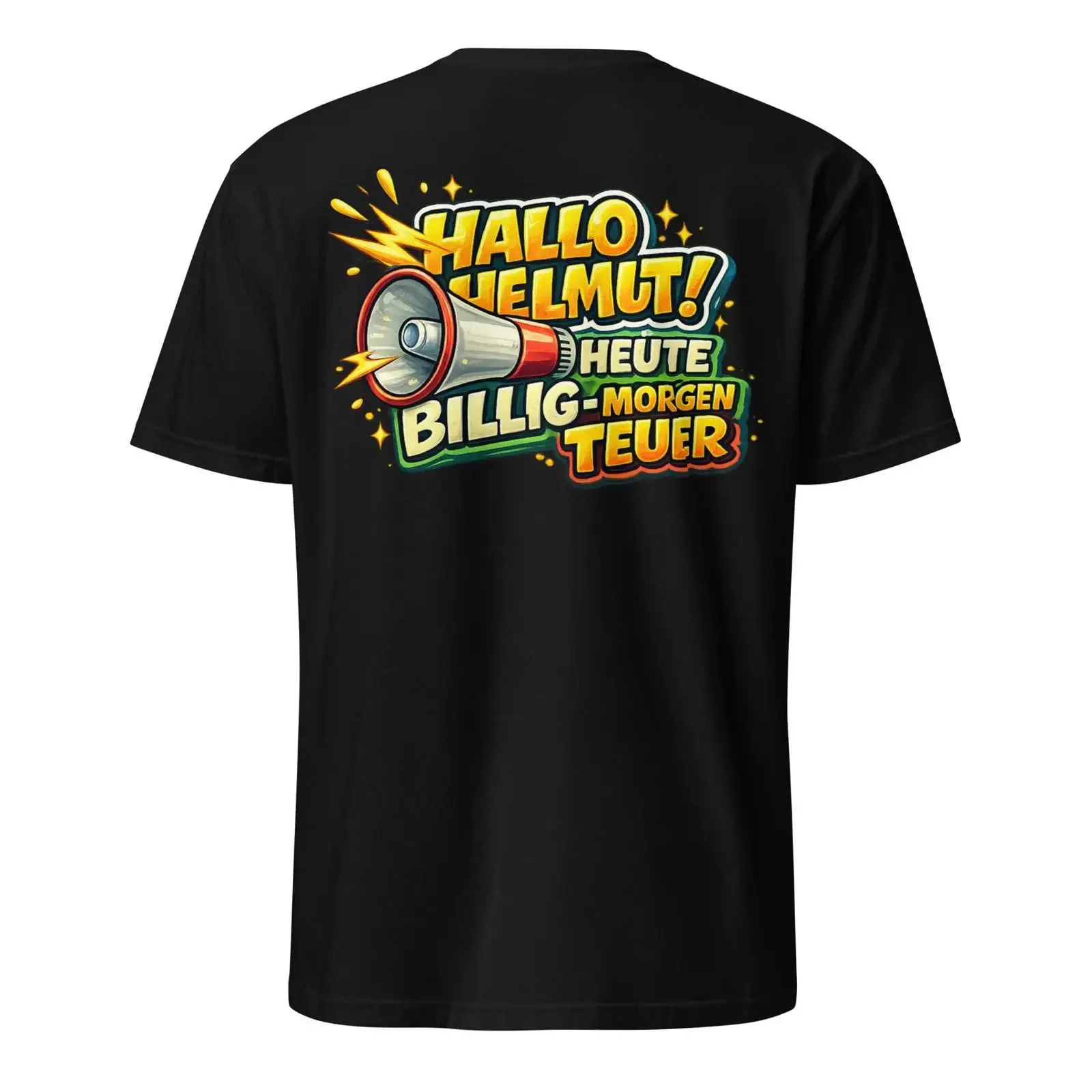 Hallo Helmut Heute Billig Morgen Teuer Megaphone Print Ballermann T Shirt Mallorca Party Casual vintage Washed streetwear
