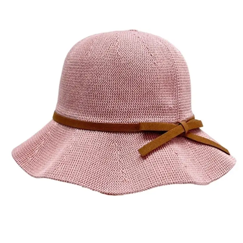 R7UF Women's Sun Hat with Broad Open Acrylic Design and Side Tie Accent for Travel, Beach Walks and Garden Days