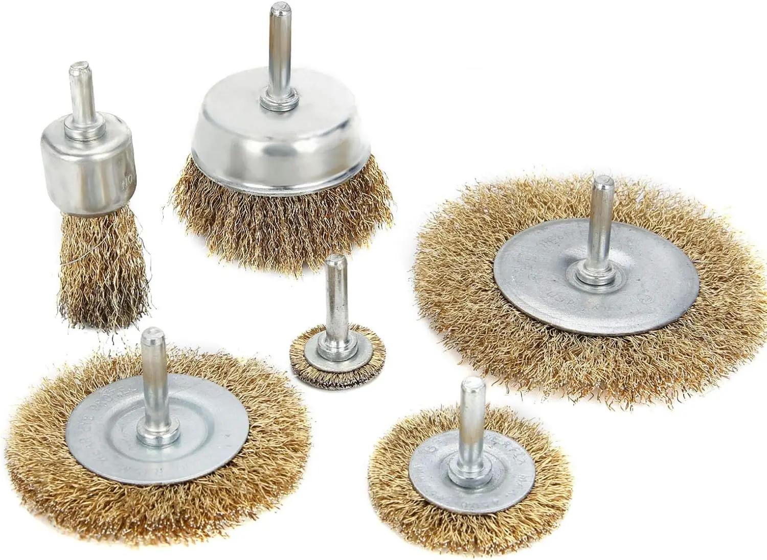 6pc Heavy Duty Drill Wire Wheel Cup Flat Brush Metal Cleaning Rust Sanding Set