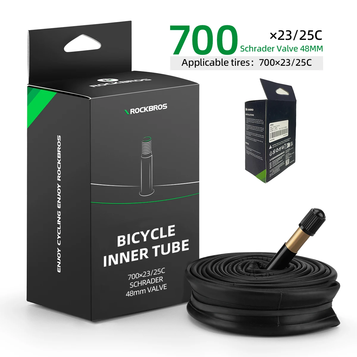 ROCKBROS Fahrradschlauch 700C Rennradschlauch 700*23C 25C 28C 35C Schrader Presta Ventil Butylkautschuk Fahrradschlauch