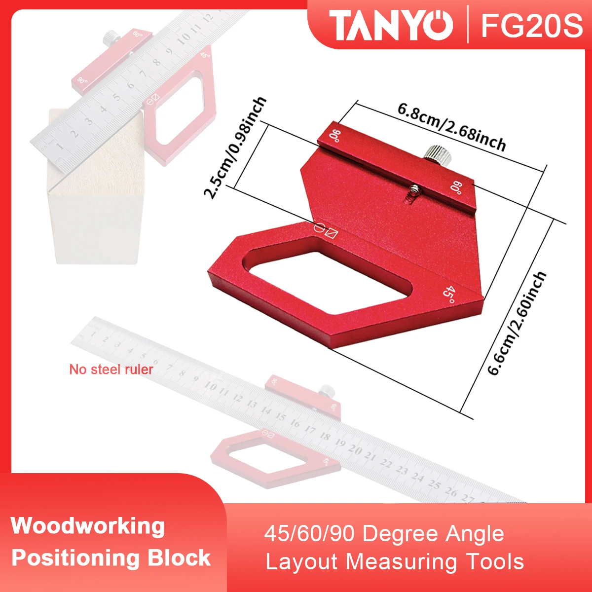 

1-2 Pcs Woodworking Center Finder Positioning Block Multi Angle Measuring 45/60/90 Degree Layout Measuring Tools No Steel Ruler