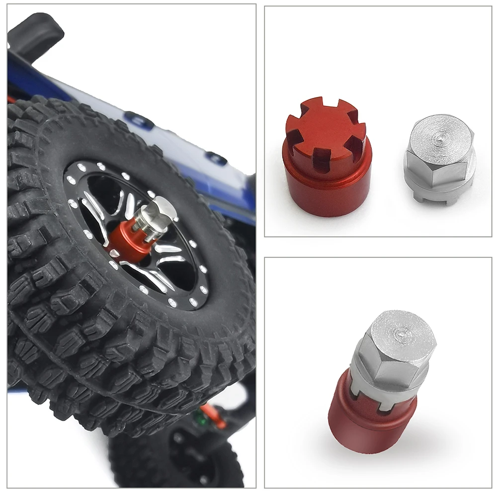 AXSPEED 4Pcs Aluminum M2 Wheel Hubs Locking Nuts Cap for Axial SCX24 Deadbolt C10 Jeep Gladiator Bronco 1/24 RC Crawler Car Part