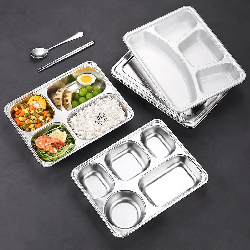 Stainless Steel Divided Serving Tray 1Pcs Non Toxic Dinner Plate for Kids Adult Home Camping Picnic Dining