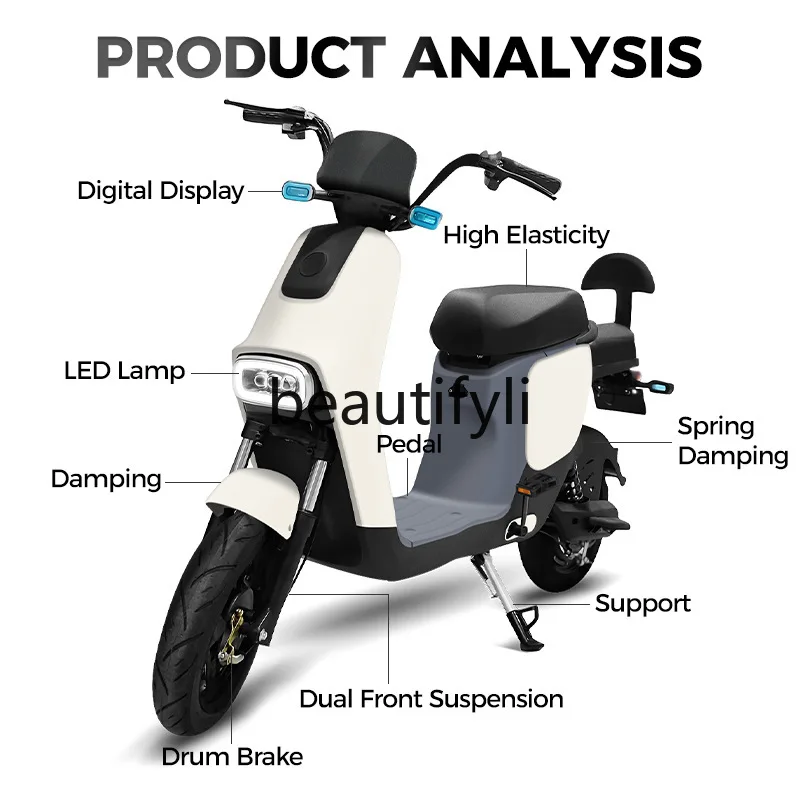Two-Wheel Electric Vehicle Electric Bicycle Lightweight Double Battery Car High Carbon Steel