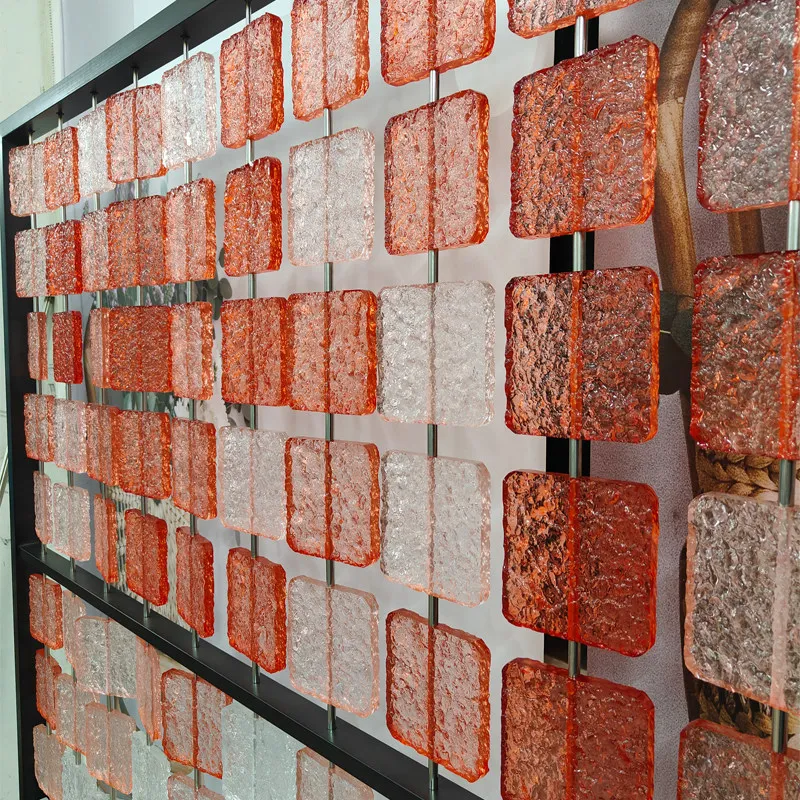 Stainless steel gradual change color acrylic screen double-sided stone pattern crystal  hanging piece curved metal customization
