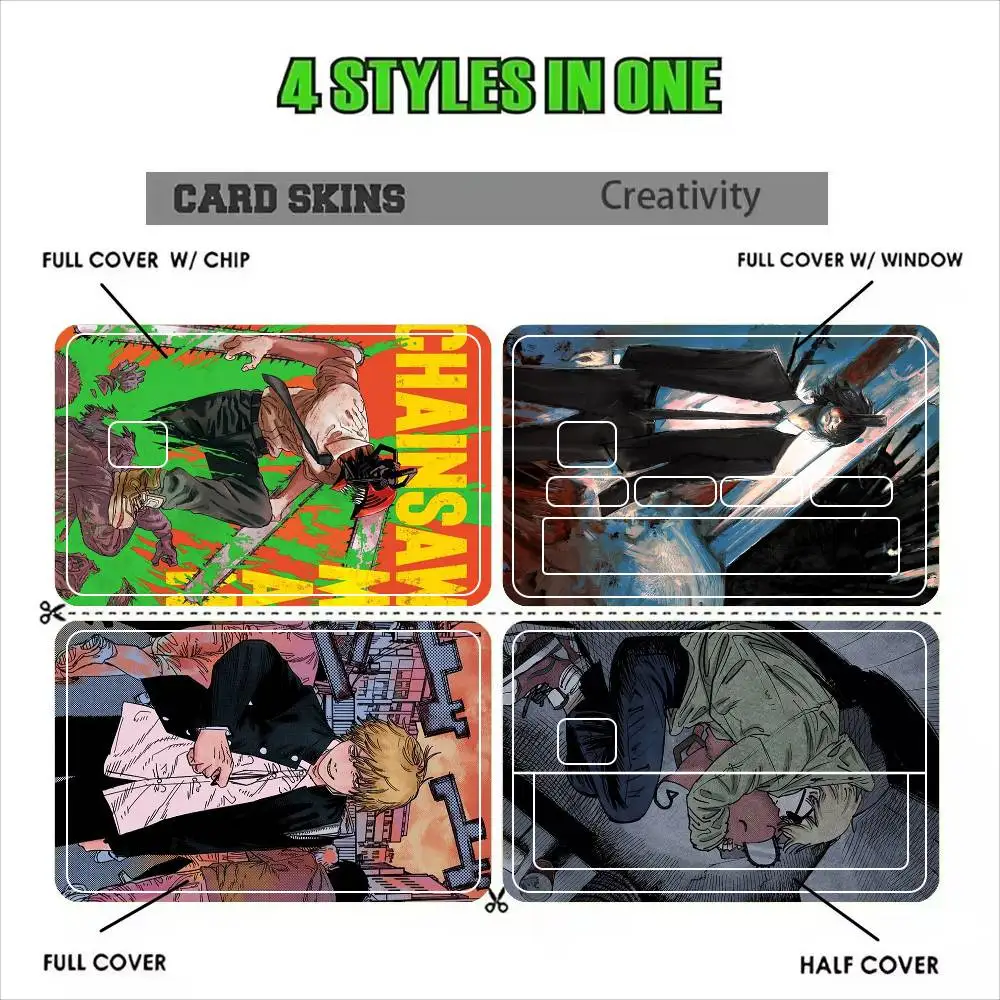 Denji Chainsaw man Manga  Sticker Film Tape Skin for Credit Card Debit Card Waterproof Stickers