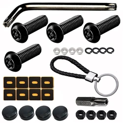 1Set Anti Theft Black License Plate Screws Bolts For Locking Rear Tag Frame M6*20MM Security Plate Frame Mounting Hardware Kit