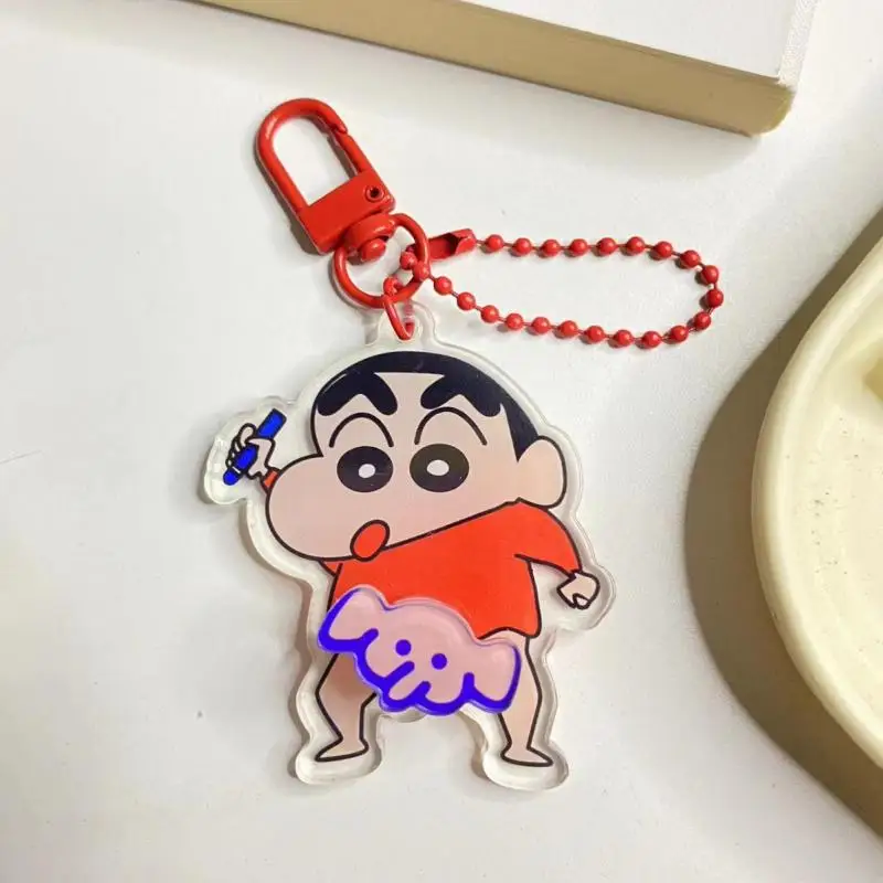 Kawaii Crayon Shin-Chan Acrylic Keychain Pendant Student Backpack Rotating Pendant Bag Decoration Pendant Kids Toy Gift For Girl